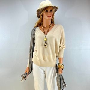 DOUBLE V DOLMAN SLEEEVE SWEATER BEIGE XL NWT EXPRESS